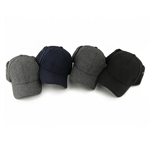 Gorra de Béisbol de Lana de Invierno para Hombre Con Orejeras Forro de Felpa Grueso Sombrero Cálido a Prueba de Viento