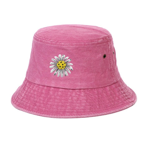 Daisy Borduurwerk Vissershoed Gewassen Katoen Zomer Outdoor Zonbescherming Casual Retro Zonnehoed Vrouwen Mannen