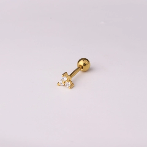 Cartilage Helix Piercing Stud Earring Stainless Steel Bar Copper Cubic Zirconia Flower Screw Ball Back Jewelry Women