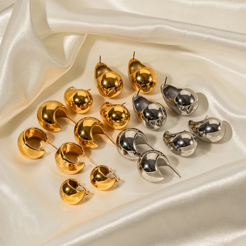 Moderne Waterdruppel Oorbellen Voor Vrouwen Roestvrij Staal Gepolijst Holle Ring Sieraden Minimalistisch Stijlvol Accessoire