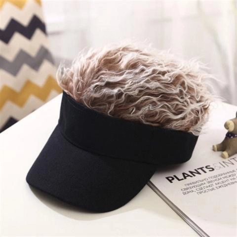 Gorra De Béisbol Con Peluca Novedosa Sombrero De Visera Divertido Con Pelo Falso Ajustable De Algodón Para Fiesta