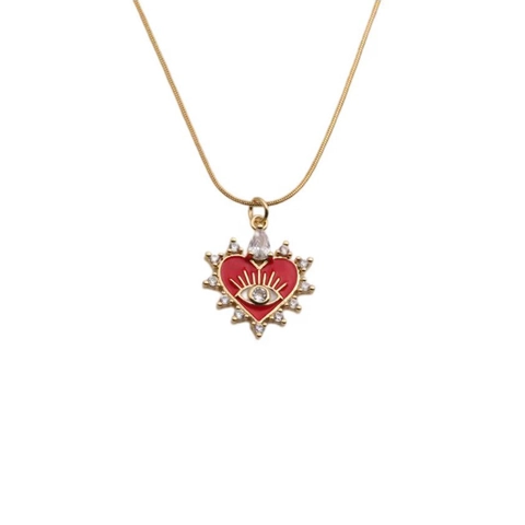 Boze Oog Hart Hanger Ketting Verguld Koper Emaille Zirkoon Mode Sieraden Vrouwen Cadeau