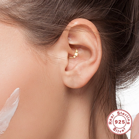 925 Sterling Zilver Zirkonia Oorknoppen Voor Vrouwen Geometrische Kraakbeen Piercing Neusring Goud Platina Vergulde Sieraden