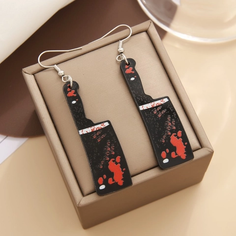 Horror Blutige Waffe Haken Ohrringe Acryl Beil Schere Dolch Axt Halloween Gothic Punk Party Kostüm Schmuck Zubehör