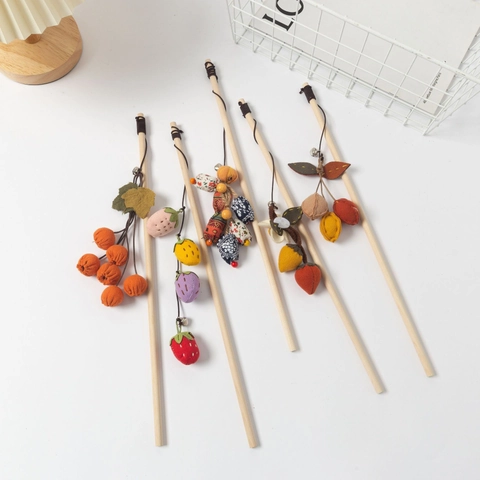 Baguette Chat Jouet Interactif Avec Plumes Clochettes Tige En Bois Et Plastique Pour Exercice Animaux