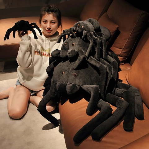 Reuze Spin Pluche Speelgoed Zachte Simulatie Zwart Knuffeldier Halloween Grap Rekwisieten Huis Decoratie Feest Cadeau