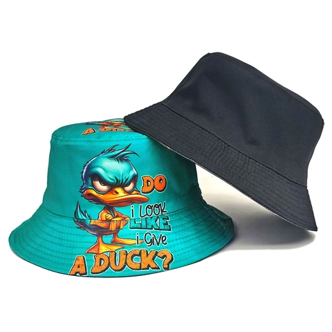 Vissershoed Katoen Polyester Omkeerbaar Zonbescherming Cartoon Eend Print Grappig Streetwear Opvouwbaar
