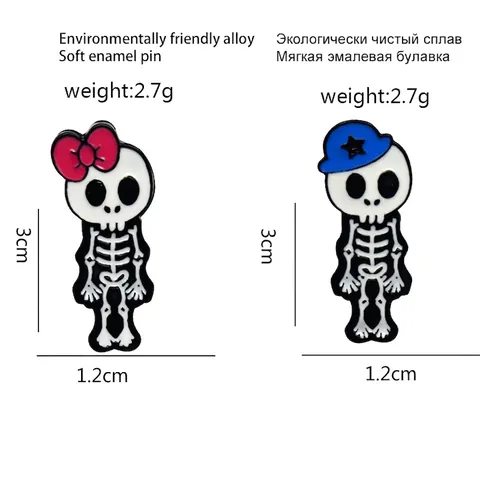 Pin De Esmalte De Esqueleto De Calavera De Dibujos Animados Broche Joyería Aleación Estilo Punk Para Amigos Decoración