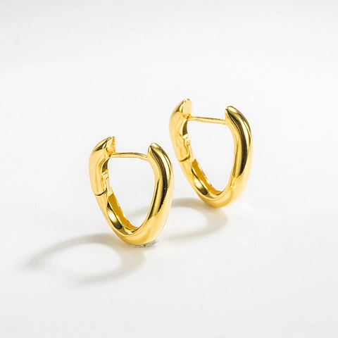 Pendientes de Aro en Forma de U de Plata de Ley 925 para Mujer Minimalistas Geométricos Irregulares Joyería Bañada en Oro