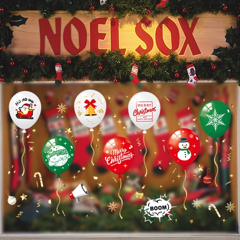 Weihnachts Fensterbilder Statisch Haftend PVC Wiederverwendbar Doppelseitig Schneeflocke Rentier Weihnachtsmann Deko