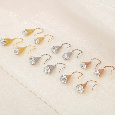 Heart Teardrop Shape Ear Hook Earrings Stainless Steel Artificial Pearl Rhinestone Elegant French Dangle For Women
