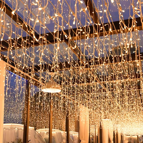 LED Icicle String Lights Waterproof Fairy Curtain Lamp Christmas Outdoor Wedding Party Garden Decoration Connectable PVC