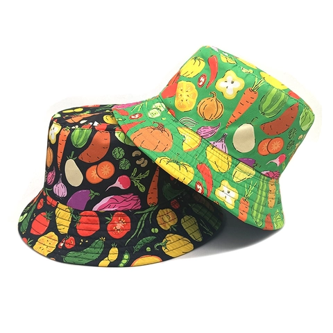 Chapeau Bob Imprimé Légumes Protection Solaire Extérieur Décontracté Motif Coloré Polyester Pêcheur Femme Homme