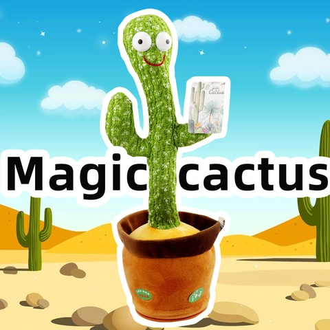 Dancing Cactus Toy Knitted Plush Singing Recording Lighting Twisting Educational Electronic For Toddlers Kids Gift