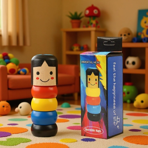 Giocattolo Magico Daruma Immortale Tradizionale In Legno Piccolo Uomo Di Legno Blocchi Impilabili Per Bambini Regalo Novità