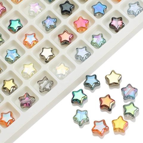 Five Point Star Glass Beads Crystal Spacer Loose Beads For DIY Jewelry Making Bracelet Necklace Accessories Colorful Faceted