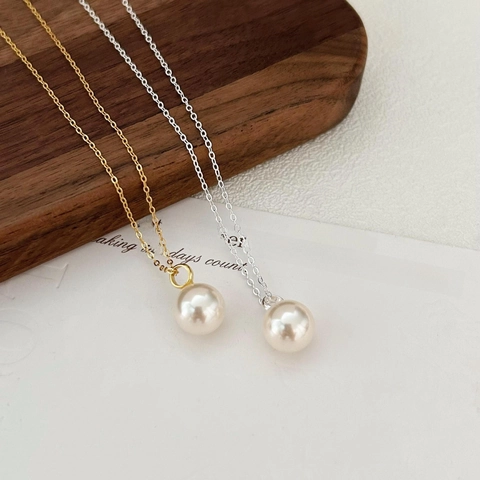 Collier Avec Pendentif En Künstliche Perle En Argent Sterling 925 Minimaliste Élégant Bijoux Quotidiens Pour Femmes