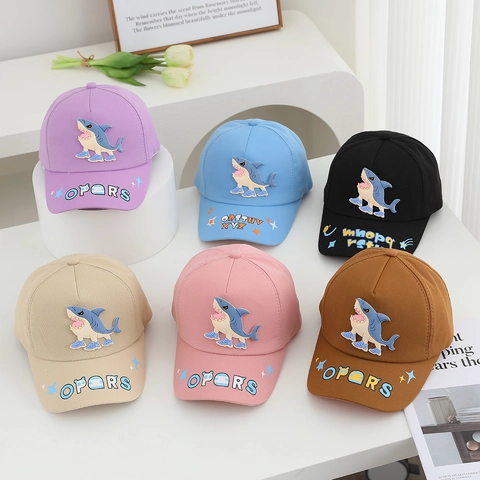 Cappellino Da Baseball Bambini Stampa Squalo Cartone Animato Misto Cotone Cappello Protezione Solare Aperto