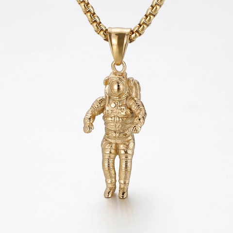 Collar Con Colgante De Astronauta Acero Inoxidable 3D Diseño De Hombre Espacial Hip Hop Punk Joyería Para Hombres Mujeres