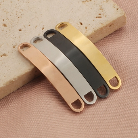 Gebogen Rechthoekige Dubbele Gat Bar Hanger Connector Spiegel Gepolijst Roestvrij Staal Diy Sieraden Voor Armband