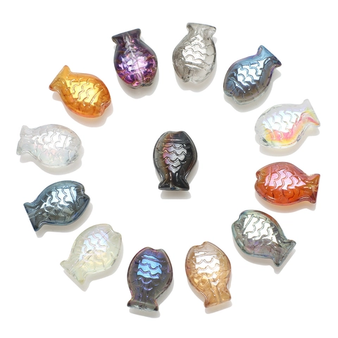 Fish Shape Iridescent Glass Beads DIY Jewelry Making AB Coating Crystal Pendants Handcrafted Accessories Novelty