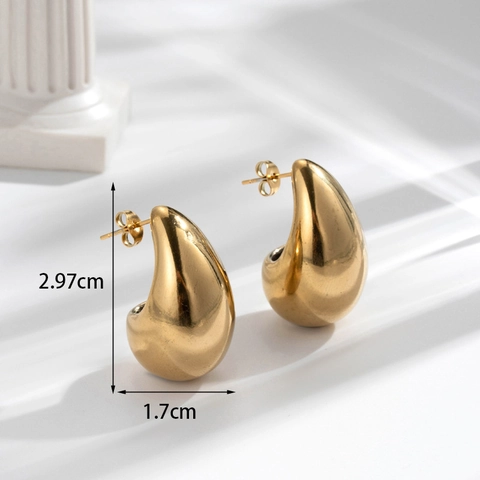 Orecchini A Goccia In Acciaio Inossidabile Per Donne Minimalisti Lucidi Goccia D'acqua Chunky Geometrici Forma C Metallo Moda