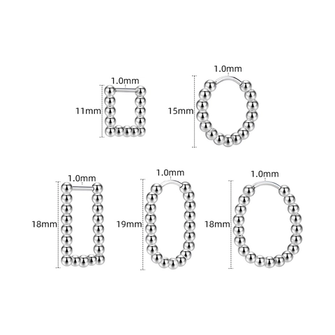 Orecchini a Cerchio Minimalisti in Acciaio al Titanio con Sfere Geometriche Ovali Quadrati Rettangolari a Cuore Orecchini Galvanizzati per Donna Uomo Gioielli