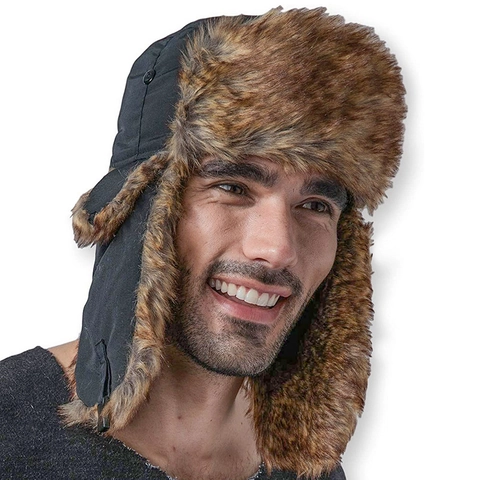 Wasserdichte Uschanka Für Damen Und Herren Winter Warm Fliegermütze Mit Ohrenklappen Kunstpelz Gefüttert Winddicht Skimütze Outdoor Accessoires