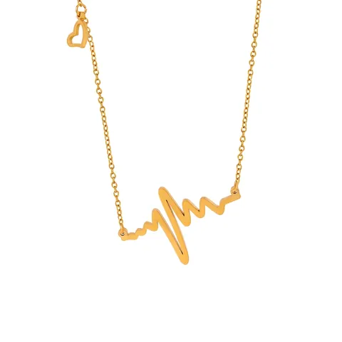 Collana EKG Battito Cardiaco Per Donna In Acciaio Al Titanio Placcato Oro Ciondolo A Onda Di Frequenza Cardiaca Gioielli Di Moda
