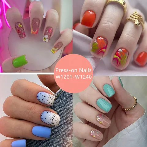Acrylic Fashion Press On Nails Floral French Style Full Cover Detachable Art Manicure Women