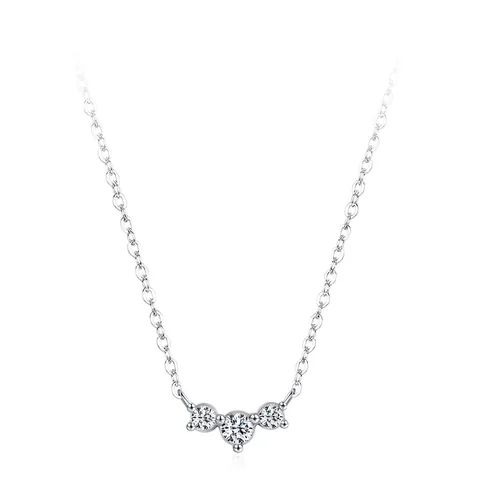 Collana Con Pendente Triplo Zircone In Argento Sterling 925 Catena Clavicola Geometrica Minimalista Gioielli Per Donna