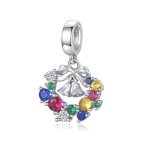 S925 Sterling Silver Christmas Charms Beads Rhinestone Enamel Artificial Pearl Holiday Snowman Bear Tree Pendant Jewelry