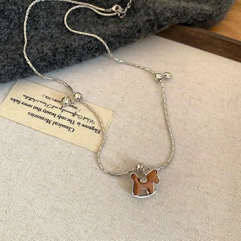 Schaukelpferd Stern Halskette Ohrringe Ring Holz Legierung Mit Silbernen Ohrsteckern Für Frauen Retro Boho Accessoires