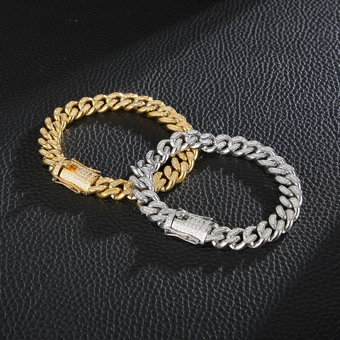Catena Cubana Collana Bracciale Acciaio Inossidabile Pieno Zircone Pavé Hip Hop Punk Stile Gioielli Per Uomini Ragazzi Lusso