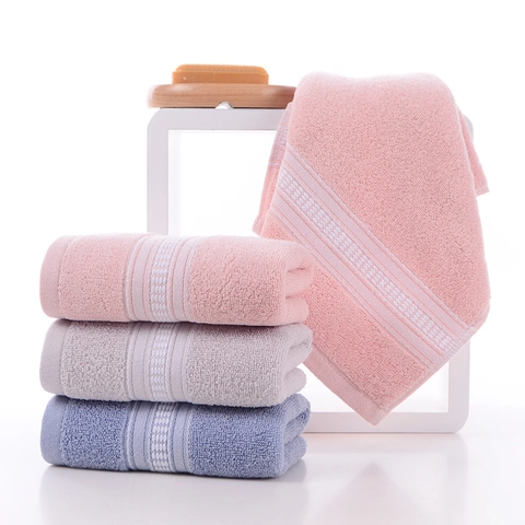 Cotton Face Towel Highly Absorbent Soft Hand Towels For Bathroom Decorative Border For Skin Care And Daily Cleansing