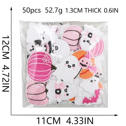 Süße Halloween Stickerei Patches Geist Kürbis Fledermaus Aufbügeln Bestickte Applikationen Für Kleidung Taschen DIY Dekoration