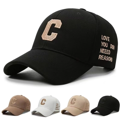 Berretto Da Baseball Ricamo Lettera C Cotone Protezione Solare Regolabile Casual Per Donna Uomo