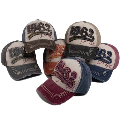 Gorra De Béisbol De Algodón Lavado Vintage Retro Distressed Bloque De Color Bordado Ajustable Sombrero De Sol Hombre Mujer