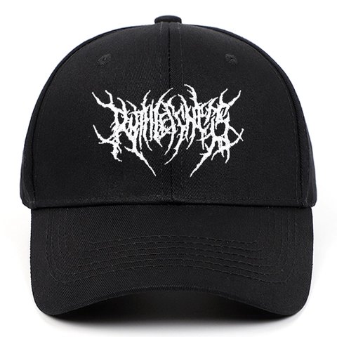 Cappello Da Baseball Ricamo Hip Hop Gotico Cotone Regolabile Cappello Sole Streetwear Stile Punk Nero Visiera Curva Outdoor