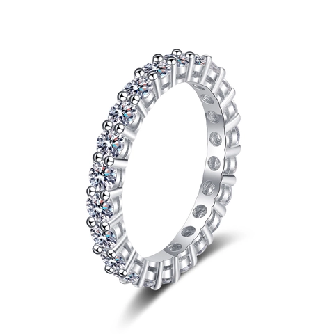 S925 Sterlingsilber Moissanit Eternity Ring Rundschliff Vollbesetzter Diamant Ehering Für Damen Eleganter Mode Schmuck