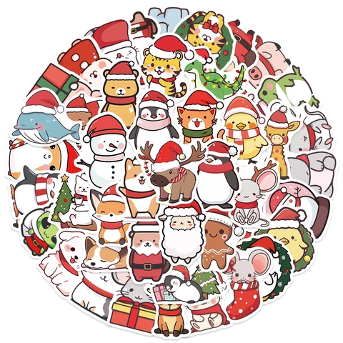 Adesivi Animali Di Natale Cartoni Animati Impermeabile PVC Decorazione Per Laptop Diario Bagagli Regali Di Festa Carino