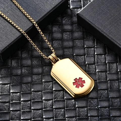 Edelstahl Medizinische Warnung Stern Des Lebens Anhänger Halskette Notfall ID Dog Tag Für Herren Damen Täglicher Schmuck