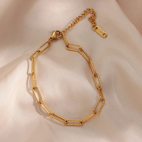 Collana a Catena a Graffetta Intrecciata in Acciaio Inossidabile per Donna Girocollo a Maglia Testurizzata Placcata in Oro Gioielli