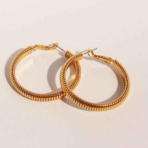 Orecchini a Cerchio in Ottone con Textura a Spirale Esagerati per Donna Grandi Cerchi Placcati Oro Argento Gioielli alla Moda