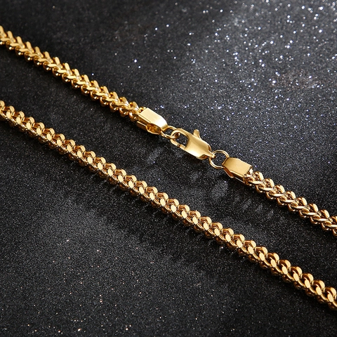 Collar De Cadena Franco Para Hombre Acero Inoxidable 316L Resistente Estilo Hip Hop Punk Joyería Durable Hipoalergénico