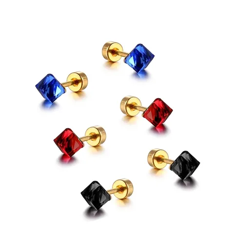 Orecchini A Lobo In Zirconia Quadrata Minimalista In Acciaio Inossidabile Gioielli Per Orecchie Punk Geometrici Unisex