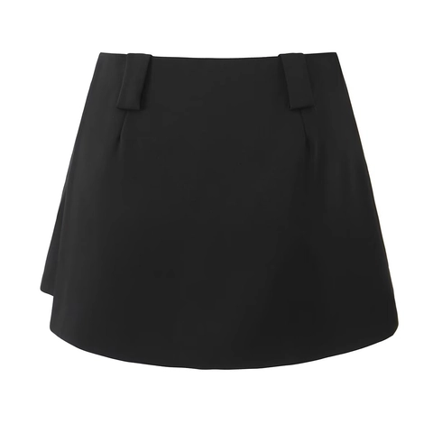 Women High Waist A-Line Mini Skirt Solid Color Slim Fit Polyester Rayon Blend With Anti Exposure Lining Sexy Versatile