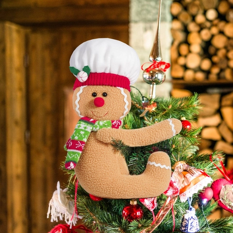 Navidad Hombre De Jengibre Decoración Árbol Peluche Gorro Cocinero Funda Botella Sujeta Cortinas