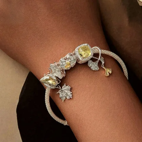 S925 Sterling Silber Ginkgoblatt Schmetterling Ahornblatt Herz Charms Zwei Töne Vergoldet Zirkonia DIY Anhänger Für Schmuck