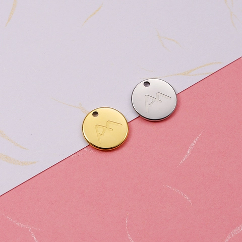 Dije De Disco Redondo Con Patrón De Montaña Acero Inoxidable 304 Pulido Espejo Bañado En Oro 18K DIY Accesorio Joyería